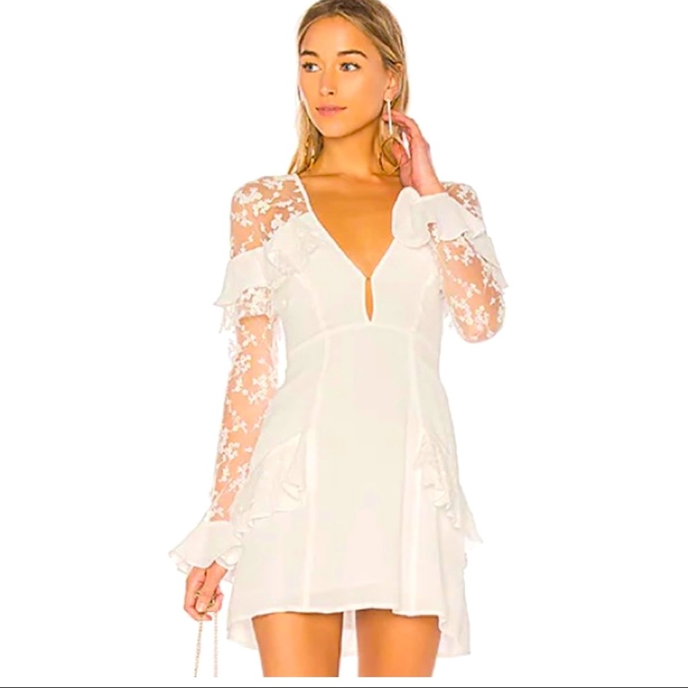 For Love and Lemons white lace mini dress